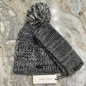 NEW Rebecca Minkoff Womens Marled Set Beanie Armwarmers Black RM3000674-976